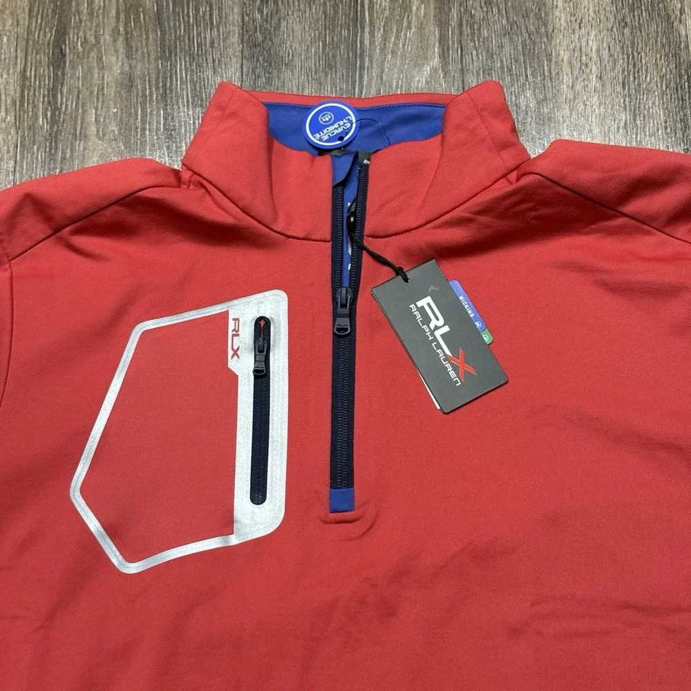 RLX Ralph Lauren Golf 1/4 Zip Pullover Red Wicking Men's Size Large - Picture 2 of 6